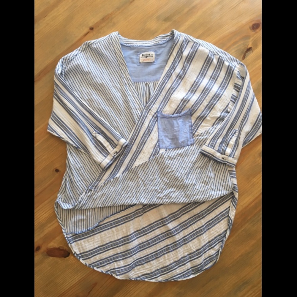 HP ๐ Anthropologie Holding Horses Blue Stripe Top - Picture 3 of 5